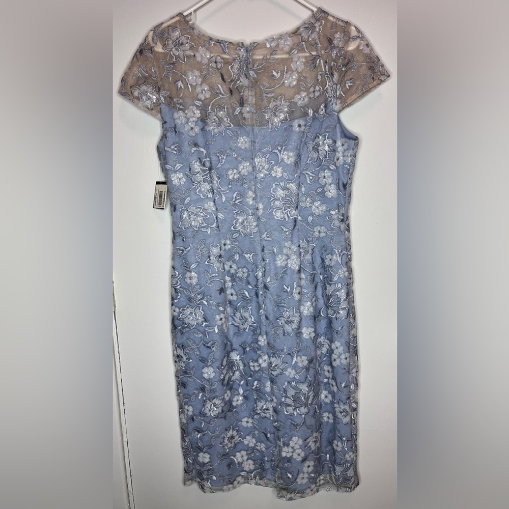 Alex Evenings Blue Lace Floral Sheath Dress - Picture 9 of 14